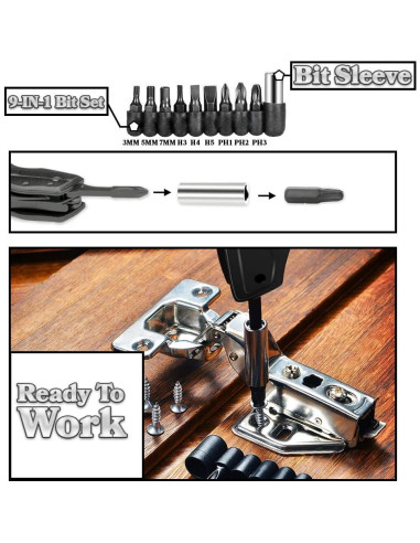 Multiherramienta Rtek 11.4 cm Cuchillo Plegable 9 en 1 Negro