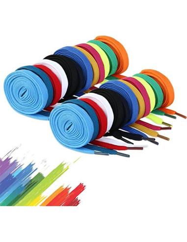 12 Pares de Cintas Planas para Calzado Omlopp 125cm Colores Variados