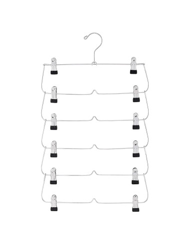 Paquete de 3 Perchas de Falda USTECH 6 Niveles Acero Inoxidable