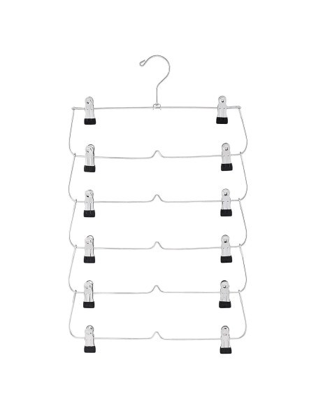 Paquete de 3 Perchas de Falda USTECH 6 Niveles Acero Inoxidable
