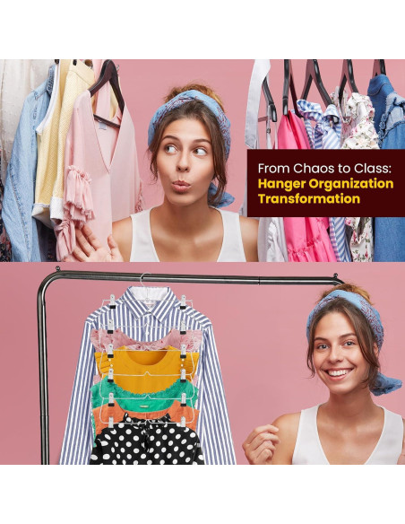 Paquete de 3 Perchas de Falda USTECH 6 Niveles Acero Inoxidable