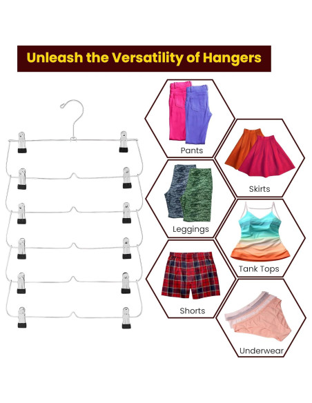 Paquete de 3 Perchas de Falda USTECH 6 Niveles Acero Inoxidable