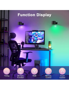 Apliques de Pared Recargables Lightess 5000mAh, 2 Pcs, Negro 2