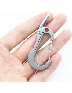 Mosquetón de Titanio con Cuchillo Plegable SZHOWORLD EDC 2