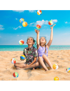 Top Race Paquete de 25 Mini Pelotas de Playa 15 cm Arcoíris 2