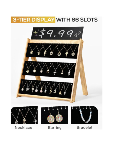 Exhibidor de Collares Plegable BS-VOG de Madera 66 Col.