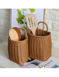 Cesta de Almacenamiento Colgante Alipis 24.5x15.5 cm Marrón Claro 2