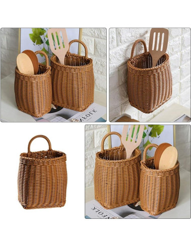 Cesta de Almacenamiento Colgante Alipis 24.5x15.5 cm Marrón Claro