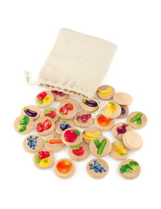Juego de Memoria de Madera Ulanik Frutas y Verduras 30 Piezas