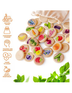 Juego de Memoria de Madera Ulanik Frutas y Verduras 30 Piezas 2
