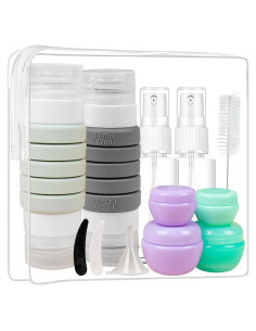 Juego de Botellas de Viaje Zhoxod 19 Piezas Silicona Gris