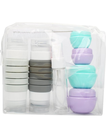 Juego de Botellas de Viaje Zhoxod 19 Piezas Silicona Gris