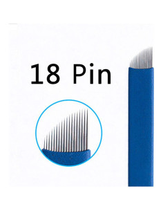 50 Agujas Microblading Pinkiou 18 Pin Acero Inoxidable 2