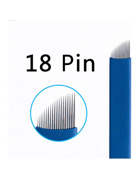 50 Agujas Microblading Pinkiou 18 Pin Acero Inoxidable
