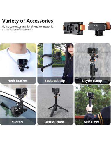 Adaptador Magnético VRIG para DJI Osmo Action 5Pro/4/3, Aluminio 1/4"