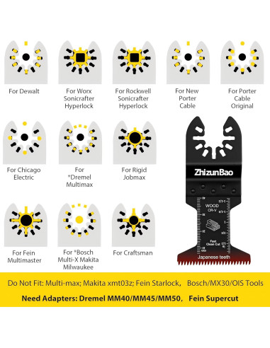 12 Cuchillas Oscilantes Titanio ZhizunBao para Madera y Metal