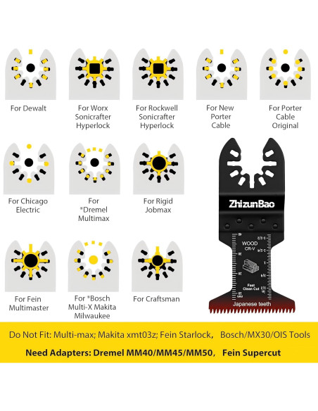 12 Cuchillas Oscilantes Titanio ZhizunBao para Madera y Metal