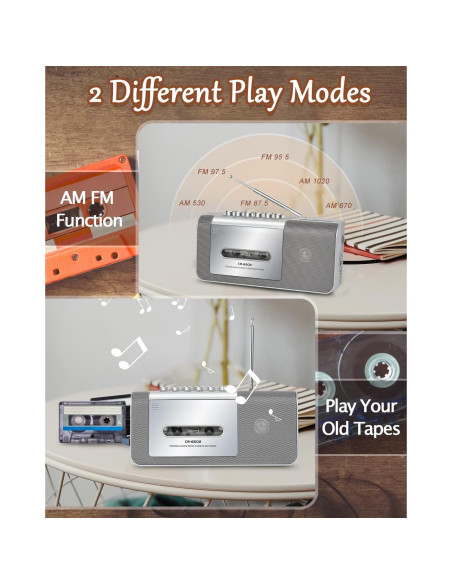 Grabadora de Cinta Portátil Dingmi 6502 con AM/FM y Altavoz