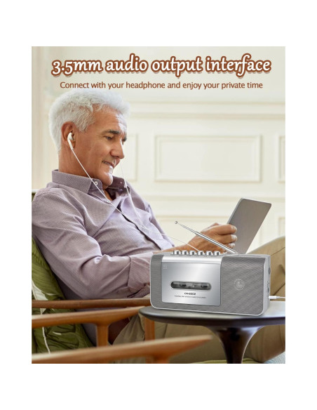 Grabadora de Cinta Portátil Dingmi 6502 con AM/FM y Altavoz