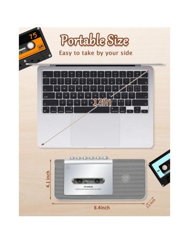 Grabadora de Cinta Portátil Dingmi 6502 con AM/FM y Altavoz