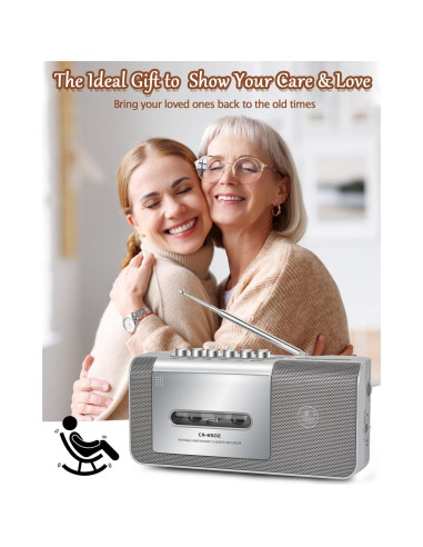 Grabadora de Cinta Portátil Dingmi 6502 con AM/FM y Altavoz