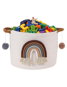 Cesta de Almacenamiento Redonda INough 33x26 cm Algodón Café