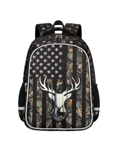 Mochila Escolar Camo Impermeable para Niños 33x18x46cm