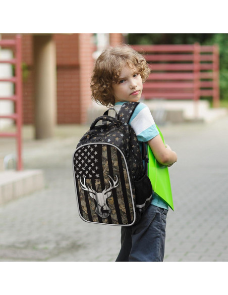 Mochila Escolar Camo Impermeable para Niños 33x18x46cm