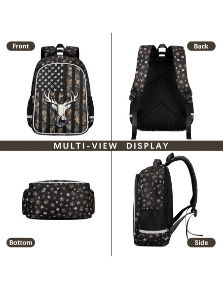 Mochila Escolar Camo Impermeable para Niños 33x18x46cm