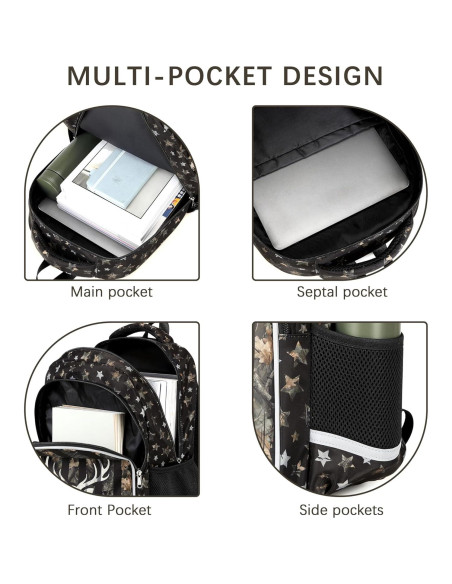 Mochila Escolar Camo Impermeable para Niños 33x18x46cm