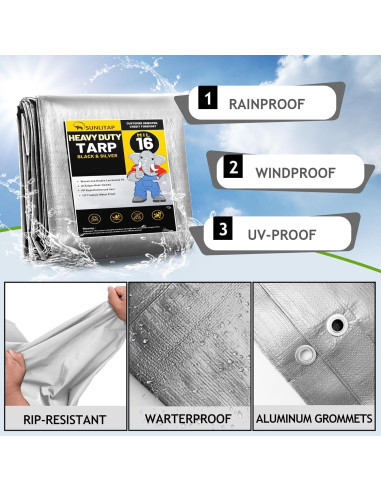 Lona Impermeable SUNLITAP 16 Mil 3.05x3.66 Metros Reforzada