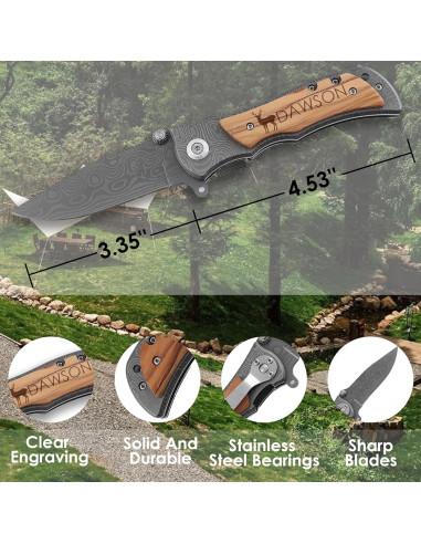 Cuchillo de bolsillo personalizado Yay! con mango de madera 20.5 cm