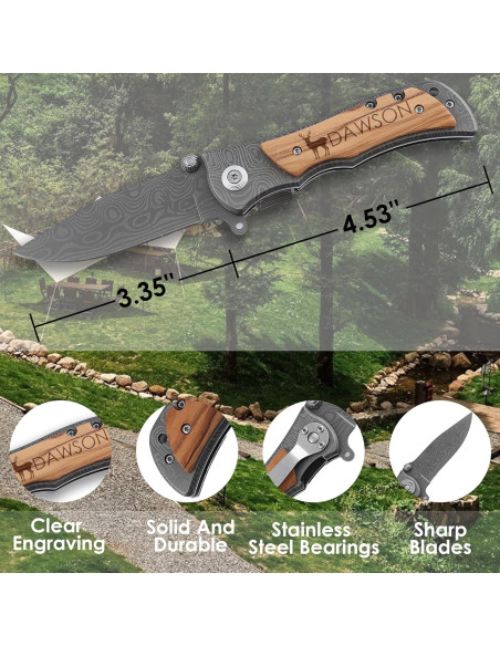 Cuchillo de bolsillo personalizado Yay! con mango de madera 20.5 cm