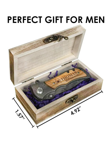 Cuchillo de bolsillo personalizado Yay! con mango de madera 20.5 cm