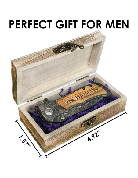 Cuchillo de bolsillo personalizado Yay! con mango de madera 20.5 cm