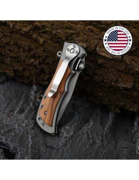 Cuchillo de bolsillo personalizado Yay! con mango de madera 20.5 cm