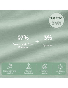 Saco de Sueño para Bebés Yoofoss XL Verde 1.0 TOG Rayón Bambú 2