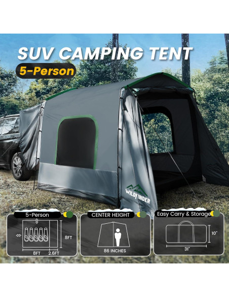 Carpa SUV WildFinder Rectangular 4 Personas Impermeable 2.44x3.23m
