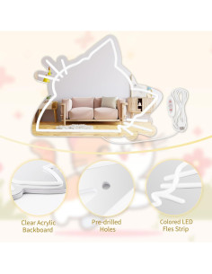 Espejo de Gato MissAudrey con Luz LED Regulable 39.6x34 cm 2