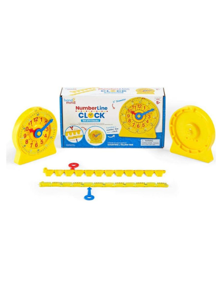 Reloj de Enseñanza Analógico hand2mind - Línea Numérica (Juego de 6)