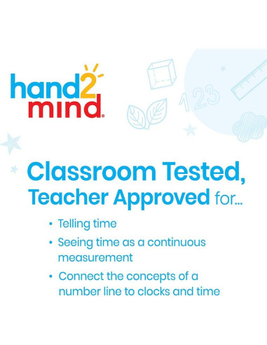Reloj de Enseñanza Analógico hand2mind - Línea Numérica (Juego de 6)