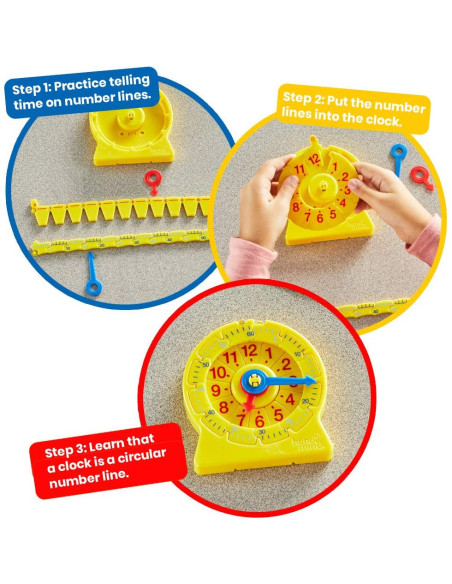 Reloj de Enseñanza Analógico hand2mind - Línea Numérica (Juego de 6)