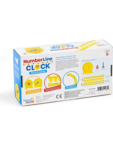 Reloj de Enseñanza Analógico hand2mind - Línea Numérica (Juego de 6)