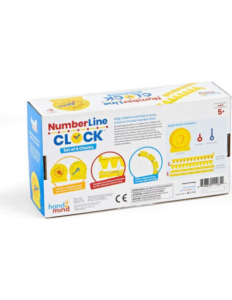 Reloj de Enseñanza Analógico hand2mind - Línea Numérica (Juego de 6)