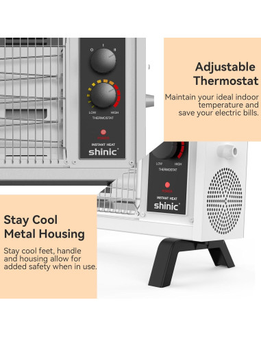 Calentador Eléctrico de Espacio Shinic FW550-15B 1500W Gris