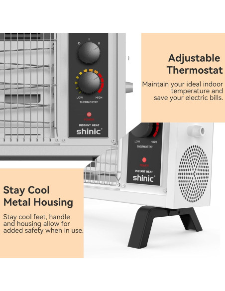 Calentador Eléctrico de Espacio Shinic FW550-15B 1500W Gris