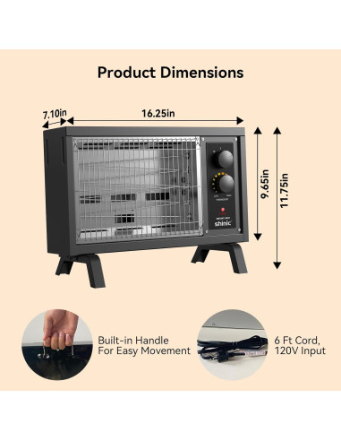 Calentador Eléctrico de Espacio Shinic FW550-15B 1500W Gris