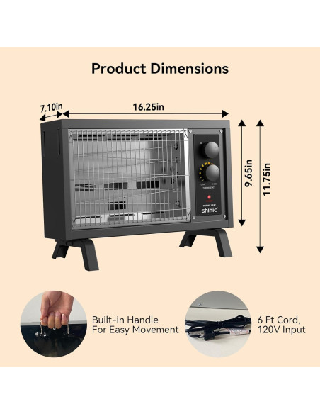 Calentador Eléctrico de Espacio Shinic FW550-15B 1500W Gris