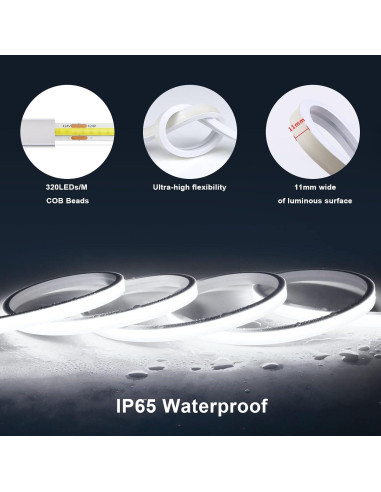 Tira de Luz LED Neon COB 5m CHNMALITAI Regulable IP65