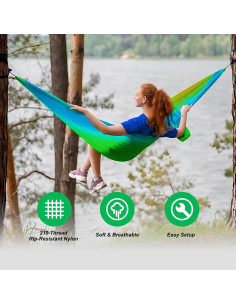 Hamaca de Camping ZAIXIA de Nylon 270x140cm 181kg 2